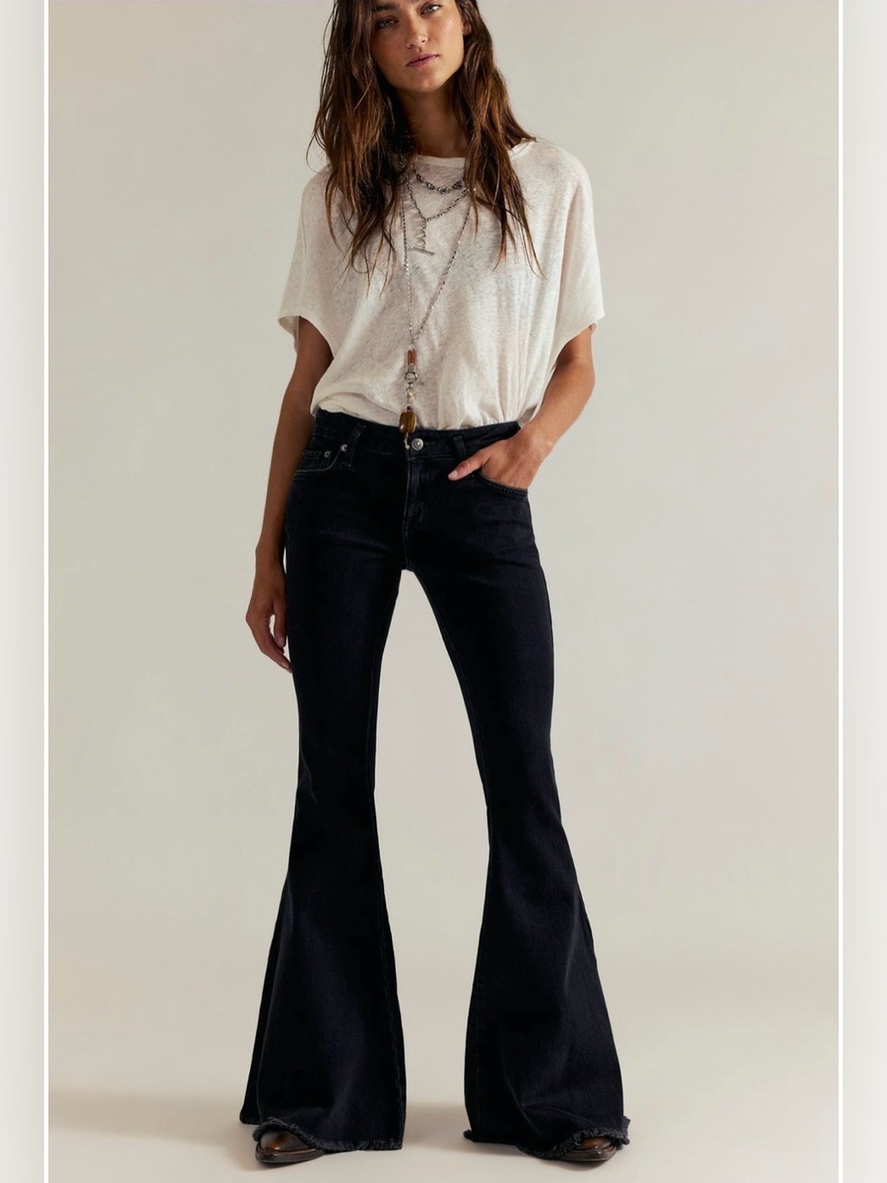 NWT We The Free Emre Flare Jeans Black Orchid